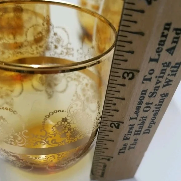 Murano Italy 24 Kt Gold Floral Glass Decanter & 6 Matching Glasses - Picture 10 of 16